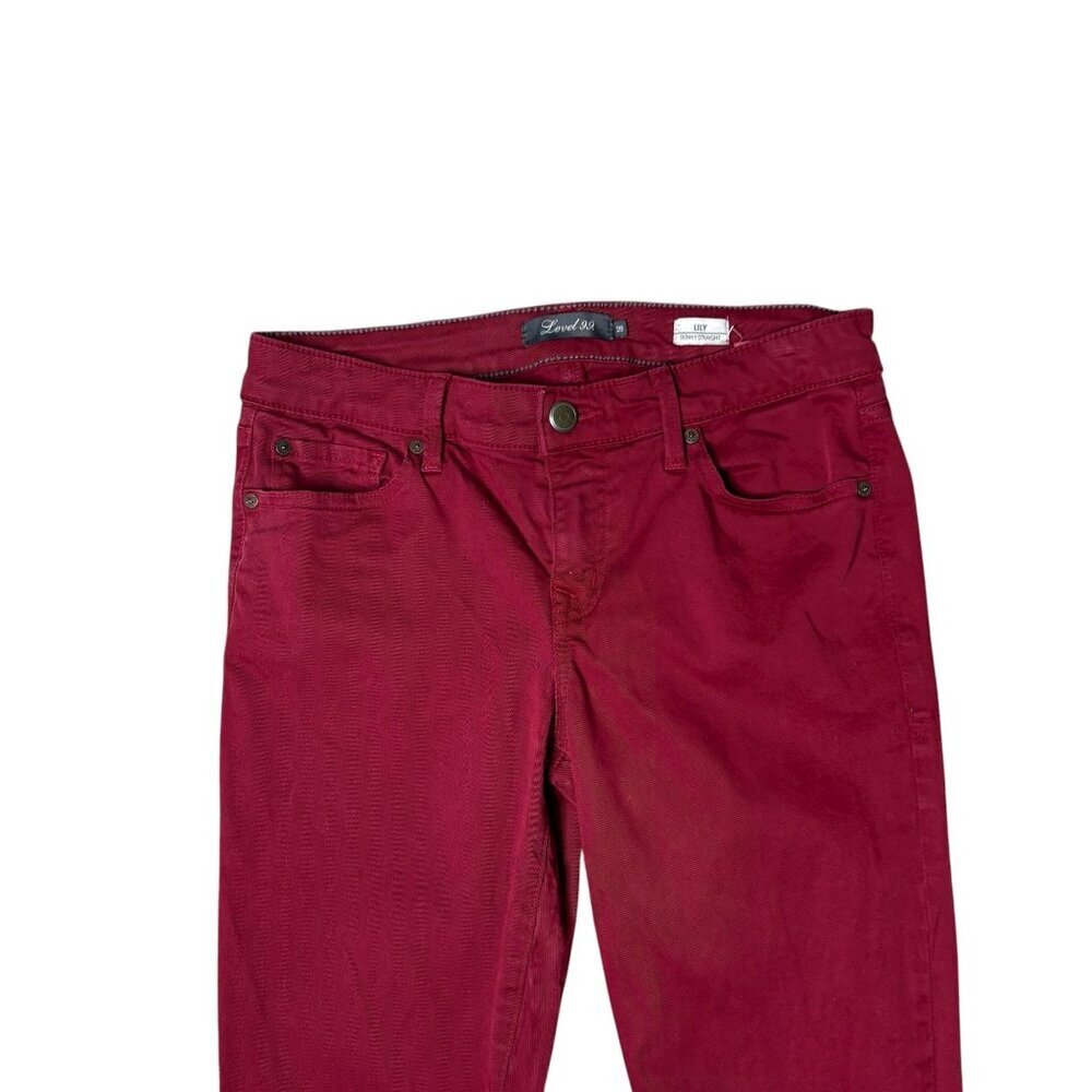 Anthro Level 99 Lily Skinny Straight Ruby Red Wash Jeans Women's Size 28 - Picture 8 of 9